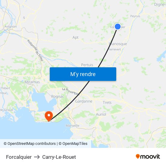 Forcalquier to Carry-Le-Rouet map