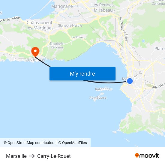 Marseille to Carry-Le-Rouet map