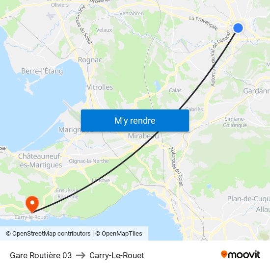 Gare Routière 03 to Carry-Le-Rouet map