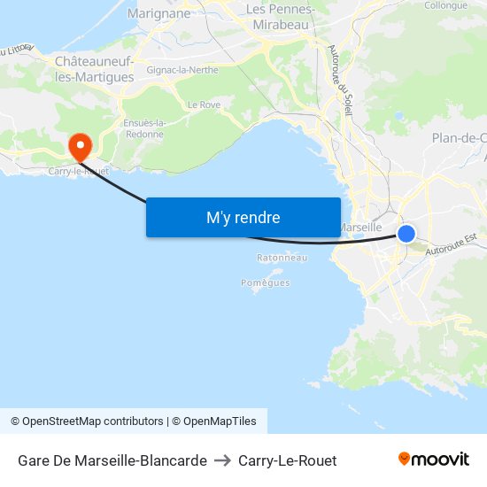 Gare De Marseille-Blancarde to Carry-Le-Rouet map