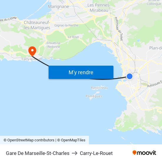 Gare De Marseille-St-Charles to Carry-Le-Rouet map