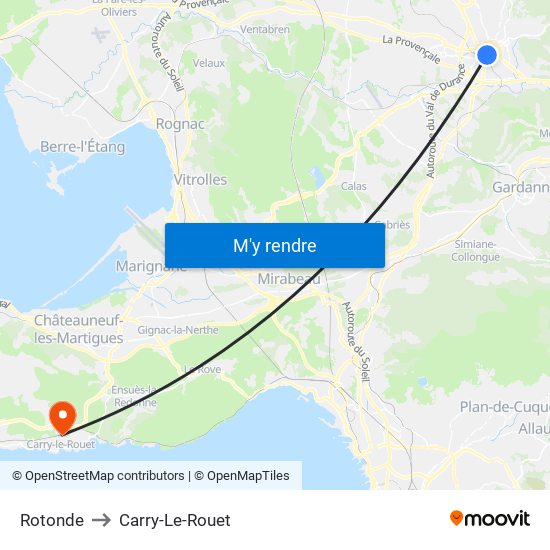 Rotonde to Carry-Le-Rouet map