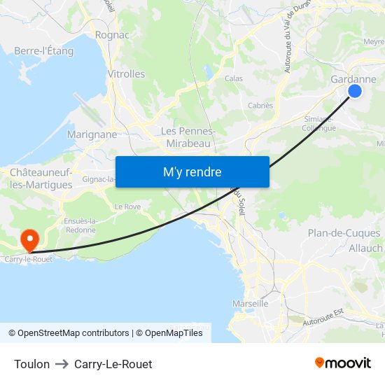 Toulon to Carry-Le-Rouet map