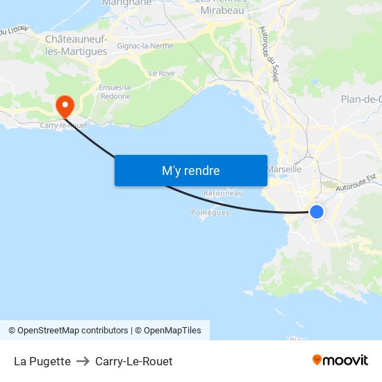 La Pugette to Carry-Le-Rouet map