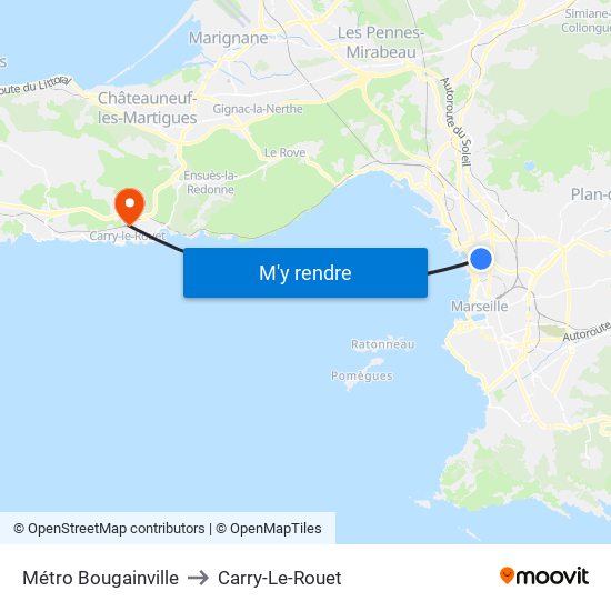 Métro Bougainville to Carry-Le-Rouet map