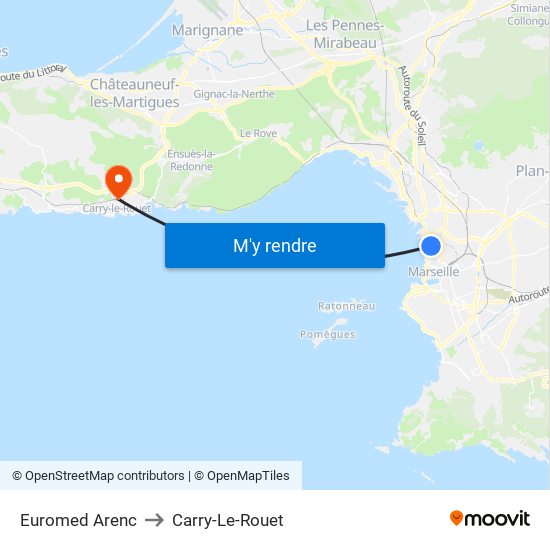 Euromed Arenc to Carry-Le-Rouet map