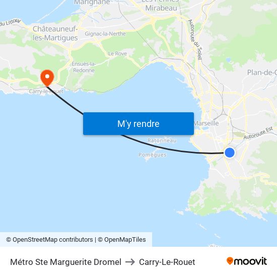 Métro Ste Marguerite Dromel to Carry-Le-Rouet map