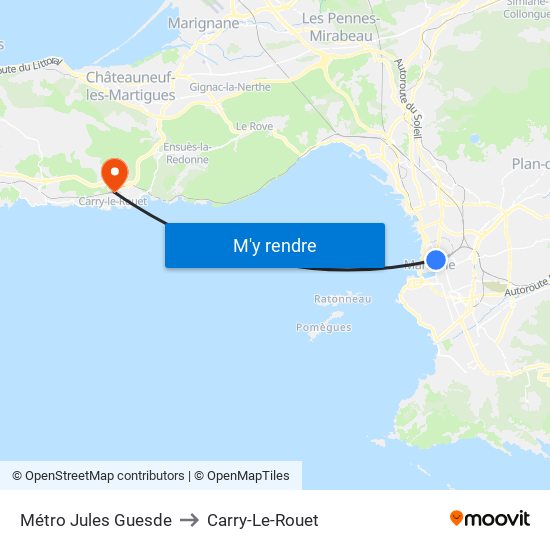 Métro Jules Guesde to Carry-Le-Rouet map