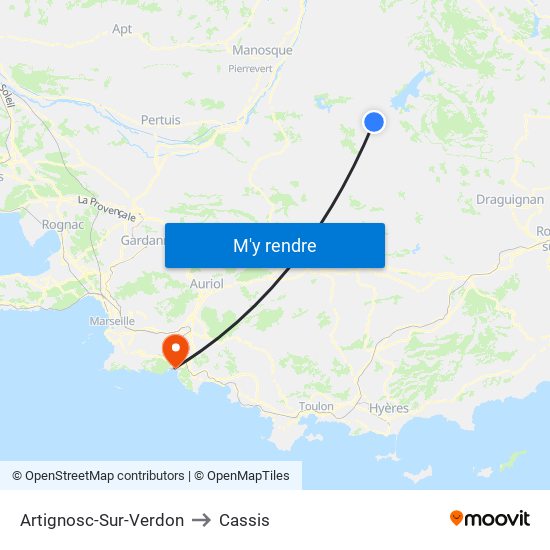 Artignosc-Sur-Verdon to Cassis map