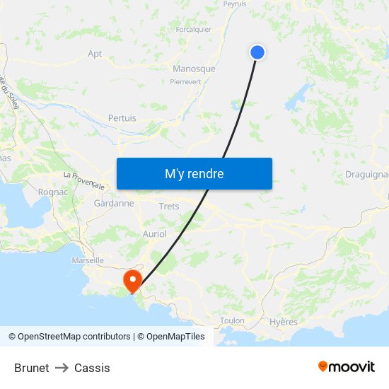 Brunet to Cassis map