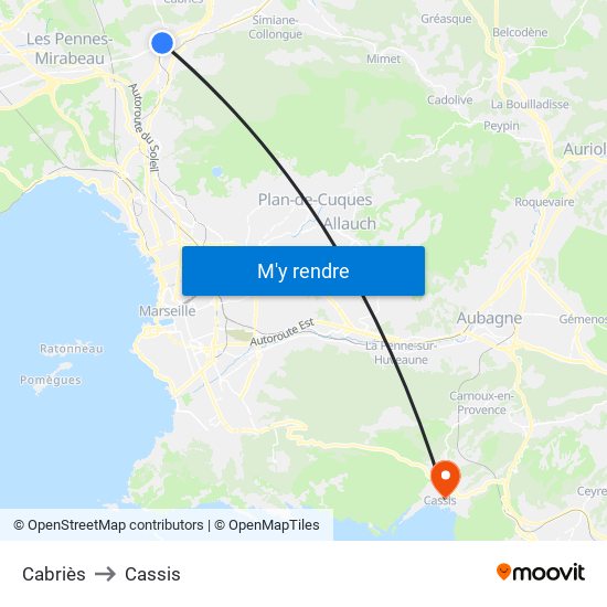 Cabriès to Cassis map