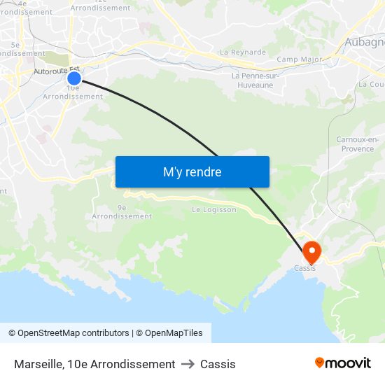 Marseille, 10e Arrondissement to Cassis map