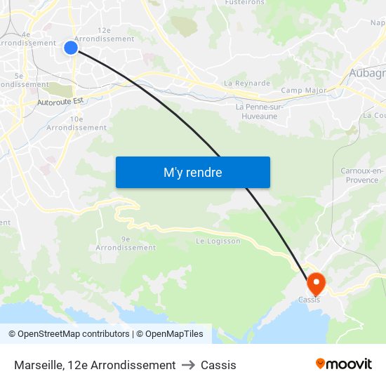 Marseille, 12e Arrondissement to Cassis map