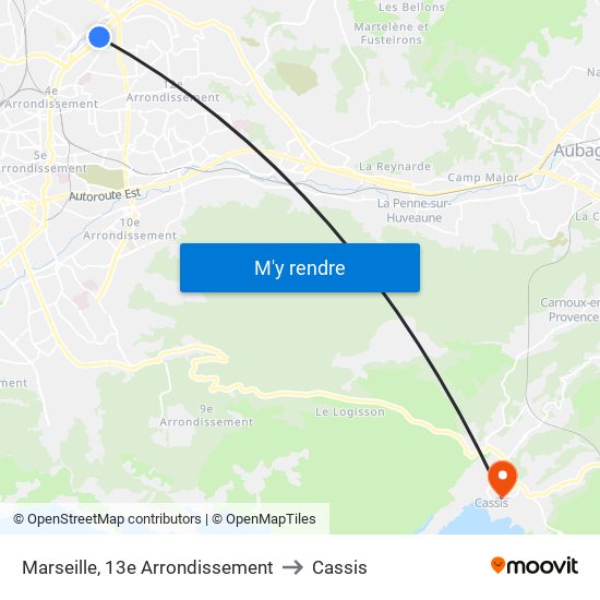 Marseille, 13e Arrondissement to Cassis map