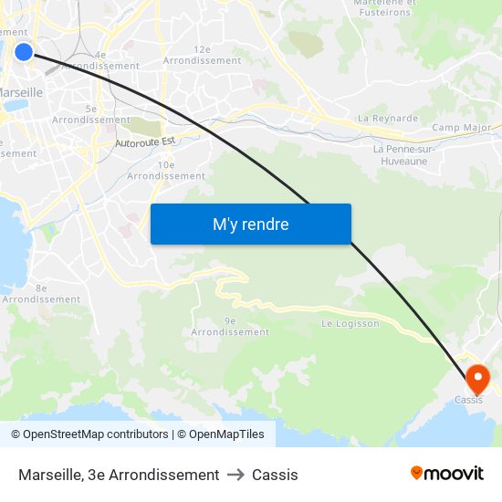 Marseille, 3e Arrondissement to Cassis map