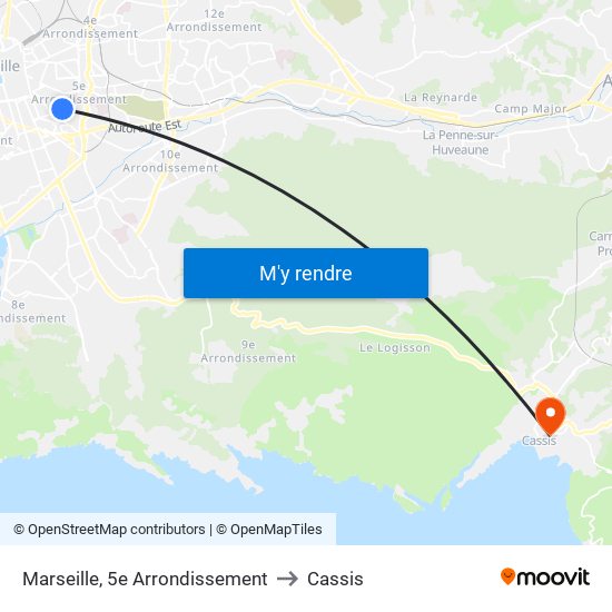 Marseille, 5e Arrondissement to Cassis map