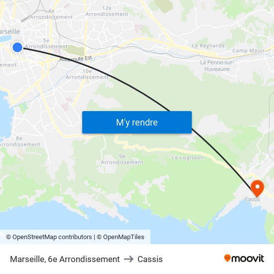 Marseille, 6e Arrondissement to Cassis map
