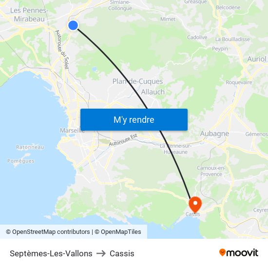 Septèmes-Les-Vallons to Cassis map