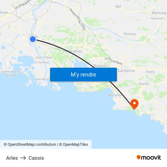 Arles to Cassis map