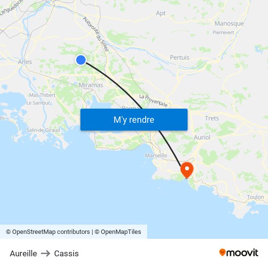 Aureille to Cassis map