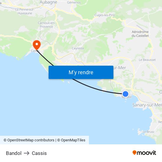 Bandol to Cassis map