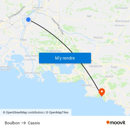 Boulbon to Cassis map