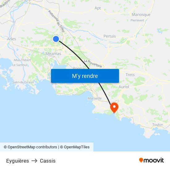 Eyguières to Cassis map