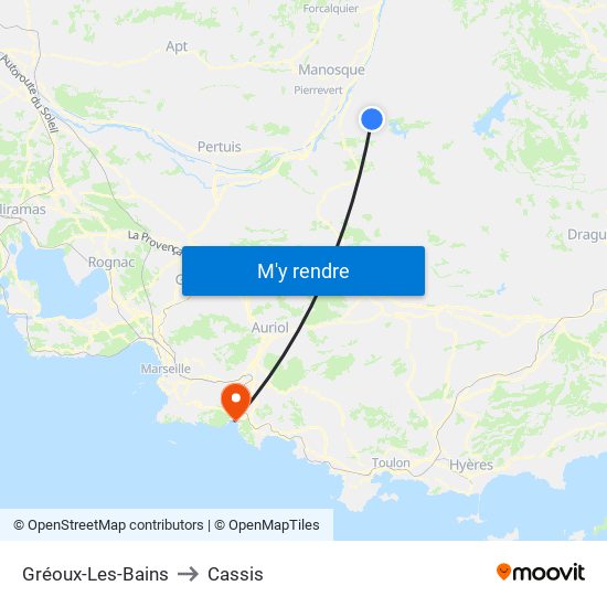 Gréoux-Les-Bains to Cassis map