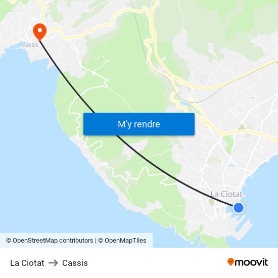 La Ciotat to Cassis map