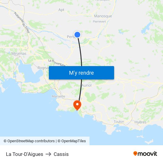 La Tour-D'Aigues to Cassis map