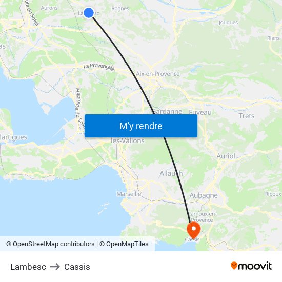 Lambesc to Cassis map