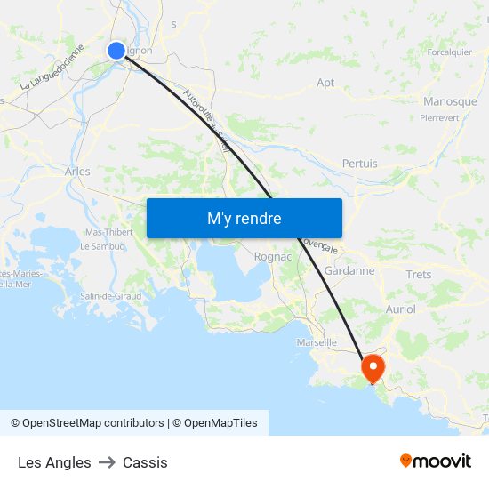 Les Angles to Cassis map