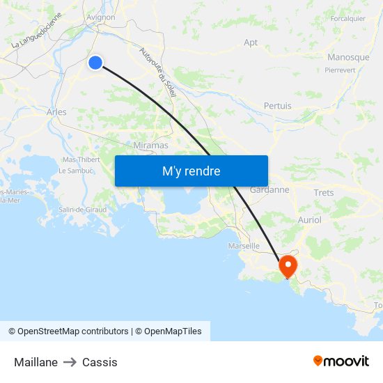 Maillane to Cassis map