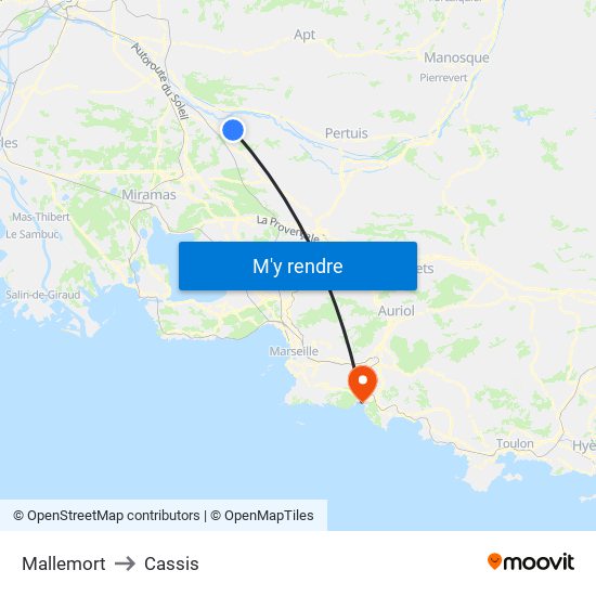 Mallemort to Cassis map