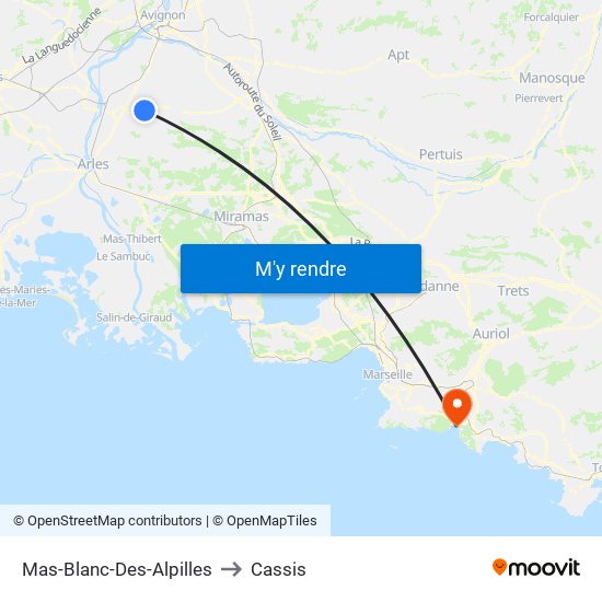 Mas-Blanc-Des-Alpilles to Cassis map