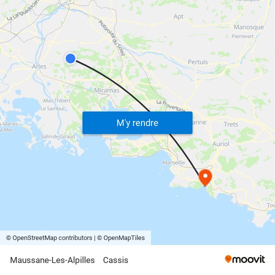 Maussane-Les-Alpilles to Cassis map