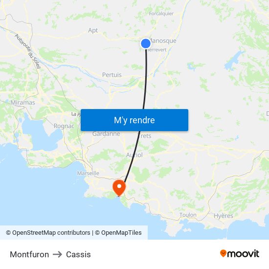 Montfuron to Cassis map