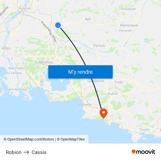 Robion to Cassis map