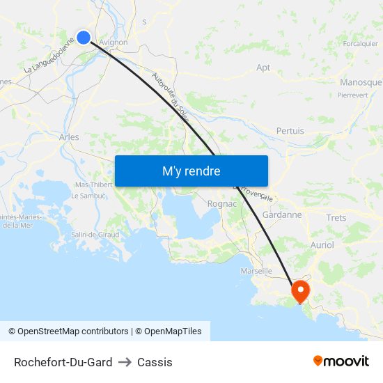 Rochefort-Du-Gard to Cassis map