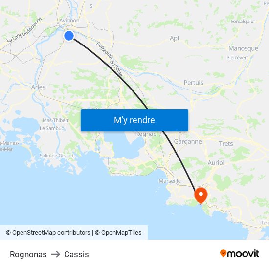 Rognonas to Cassis map