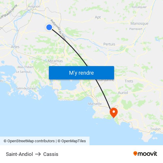 Saint-Andiol to Cassis map