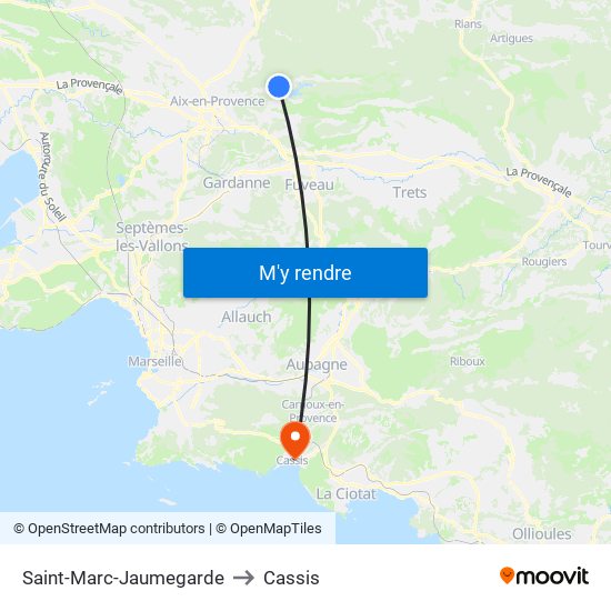 Saint-Marc-Jaumegarde to Cassis map