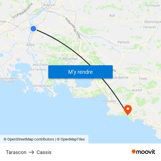 Tarascon to Cassis map