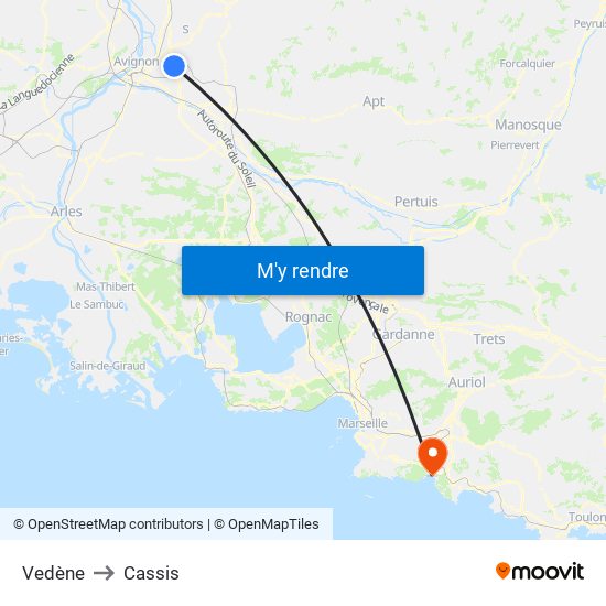 Vedène to Cassis map