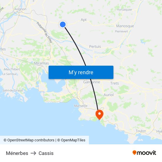 Ménerbes to Cassis map