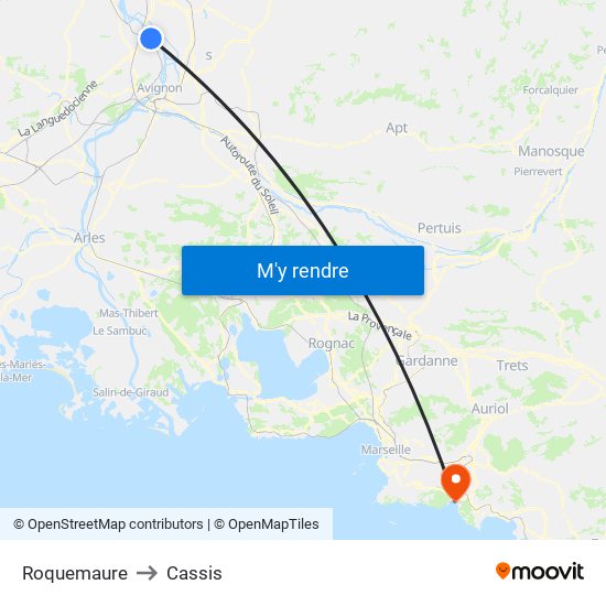 Roquemaure to Cassis map