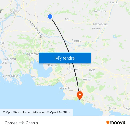 Gordes to Cassis map