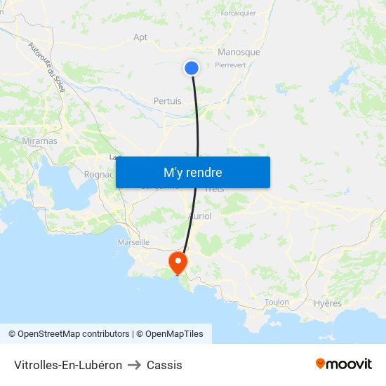 Vitrolles-En-Lubéron to Cassis map
