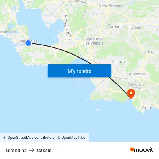 Girondins to Cassis map