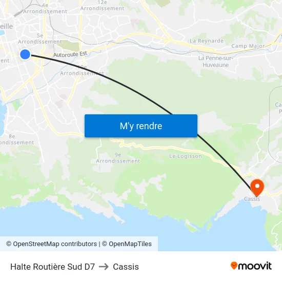 Halte Routière Sud D7 to Cassis map